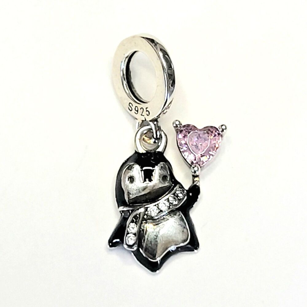 NWT For Pandora Charm Bracelets S925 Rhinestone Black Silver Pink Penguin Dangle